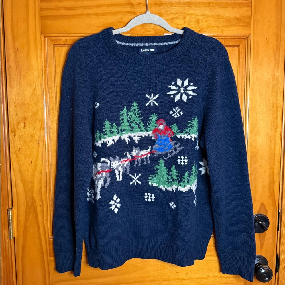 Lands End Y2K 90s Vintage Holiday Christmas Crew Neck Sweater Medium
